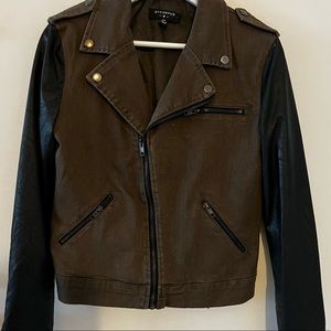 Bycorpus Faux Leather Sleeve Jacket